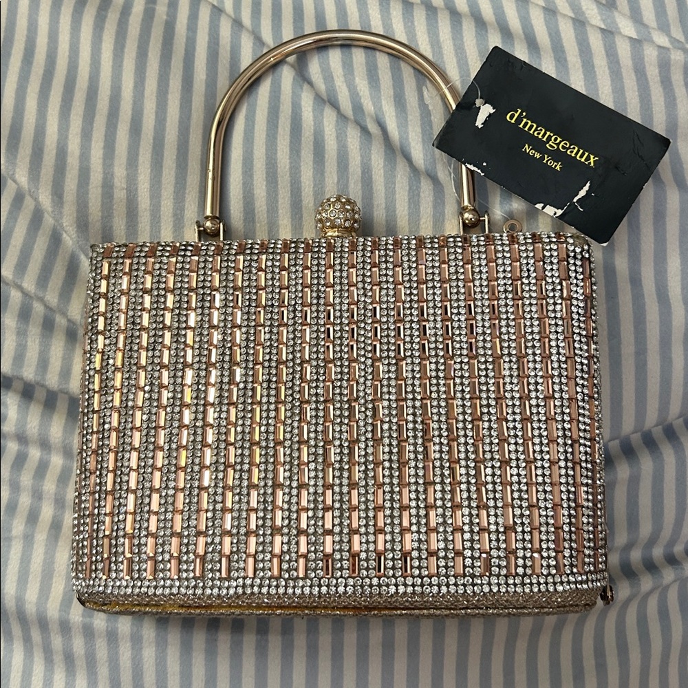 D'Margeaux Gold and Silver Beaded Handbag